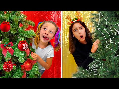 Видео: Настя и Ева устроили новогодний челлендж красный VS золотой