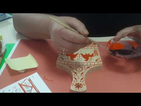 Видео: Мезенская роспись. Урок 15. Роспись доски.