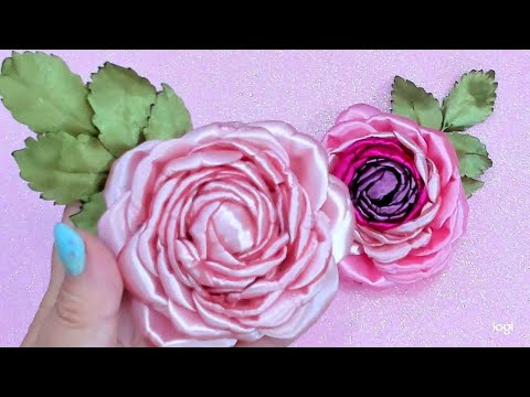 Видео: Шикарная полная роза из атласных лент. Rose from satin ribbons.