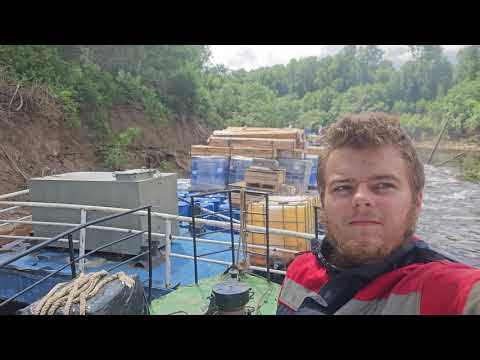 Видео: Проводка баржи через мегазавал 589км Демьянка. СТЕК-1 и ТПСБ-60