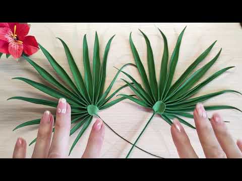 Видео: Реалистичный лист пальмы из фоамирана для букетов и цветочных композиций. Tropical palm leaves DIY