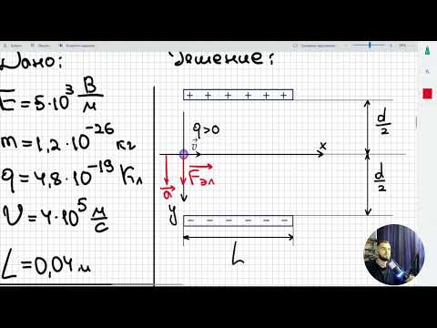 Видео: #3 Электрическое поле. Движение заряда между пластинами конденсатора.