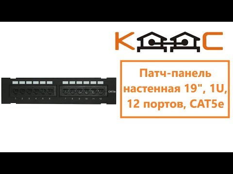 Видео: Патч-панель настенная 19", 1U, 12 портов, CAT5е