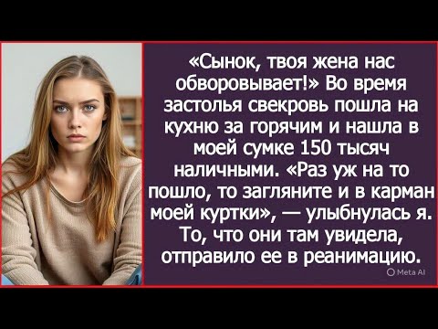 Видео: Во время застолья свекровь пошла на кухню за горячим и нашла в моей сумке 150 тысяч наличными.