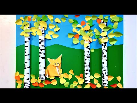 Видео: Осенние поделки. Аппликация из цветной бумаги на тему Осень.