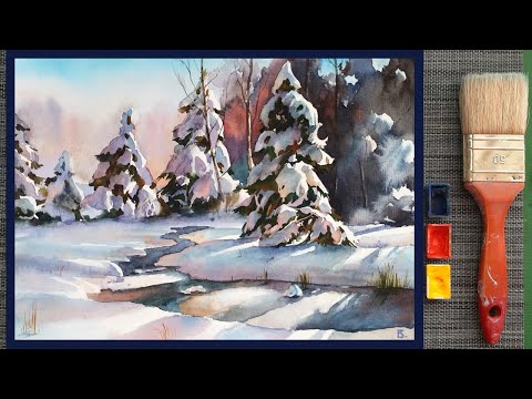 Видео: Уроки рисования. Как рисовать пейзаж акварелью. Акварель. В этом видеоуроке пишу пейзаж акварелью.