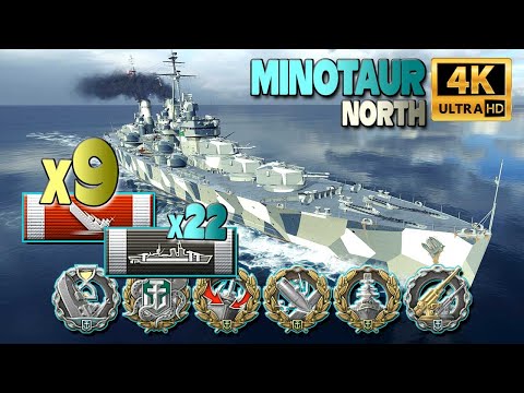 Видео: Крейсер Минотавр: уничтожено 9 кораблей - World of Warships