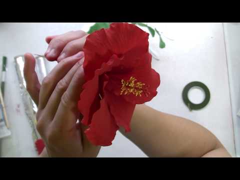 Видео: Алый гибискус (сахарный цветок)