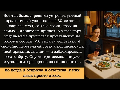 Видео: Семья проигнорировала мой юбилей, а потом потребовала 50 000. Мой ответ их шокировал.
