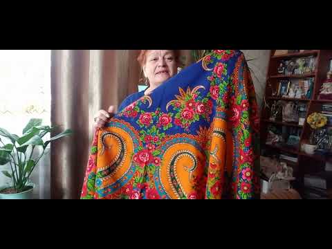 Видео: Павловопосадская шаль Русь, вид 13, художник И. П. Дадонова