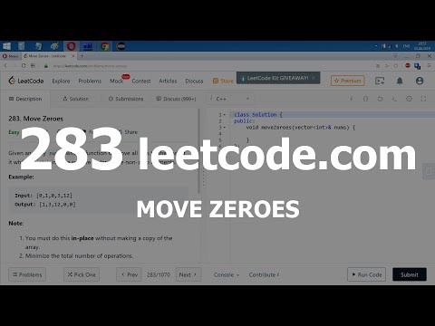 Видео: Разбор задачи 283 leetcode.com Move Zeroes. Решение на C++