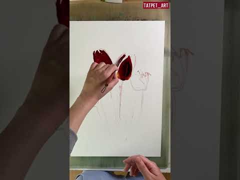 Видео: Watercolor tutorial - tulips // акварельный урок - тюльпаны, этюд с натуры