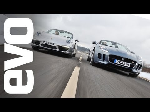 Видео: Jaguar F-type против Porsche 911 Cabriolet | evo TRACK BATTLE