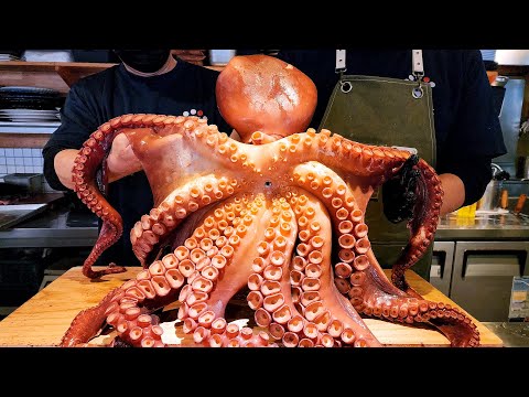 Видео: Удивительный мастер сашими в Корее, гигантский осьминог, тунец, лосось, навыки рыбного филе