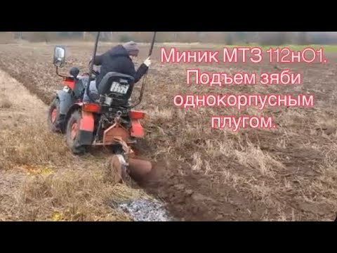 Видео: Миник МТЗ 112н01. Подъем зяби однокорпусным плугом. #минитрактор #мтз 