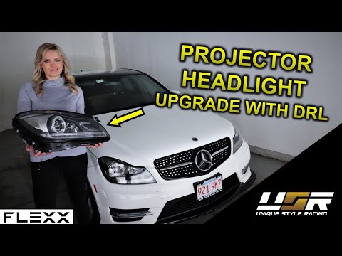Видео: Новая ксеноновая фара в стиле проектора для Mercedes C-Class W204 2012+ года выпуска