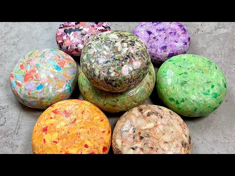 Видео: Recycled soap Soap cutting ASMR crunch Резка залипушек АСМР мыло 🧡