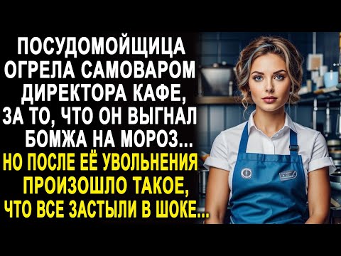 Видео: Посудомойщица огрела самоваром директора кафе, за то, что выгнал бродягу. Но когда её уволили...
