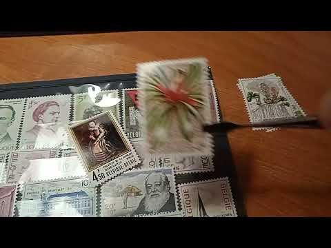 Видео: Письмо от Сергея много марок Бельгии. Филателия марки хобби stamp philately hobby