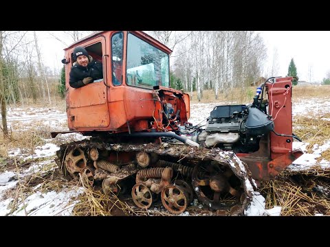 Видео: ДТ75 на японском V8 300сил! Первый выезд пошел не по плану!