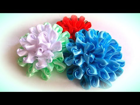 Видео: Цветы из лент 5 см, канзаши МК / DIY satin ribbon flower