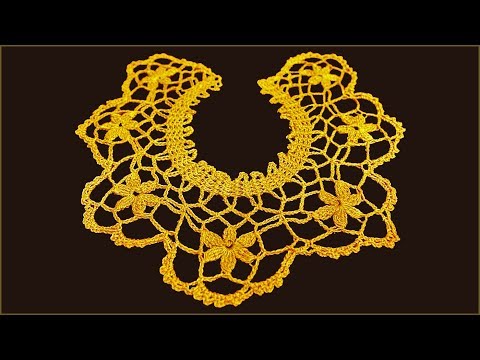 Видео: Воротник крючком. Вязание воротника. Кружевной воротник.