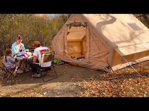 Видео: Идеальный семейный отдых осенью 🍂🍁🍂Честный отзыв на палатку из Китая