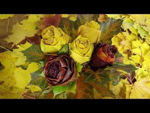Видео: Розы из кленовых листьев. Осенние поделки с детьми