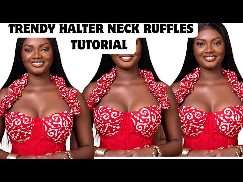 Видео: КАК КРОЙТЕ И СШИВАЙТЕ МОДНЫЙ ДИЗАЙН ВЫРЕЗА ХАЛТЕР С ОБОРКАМИ #халтер #оборкивырез #шитье