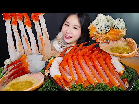 Видео: 🦀Сырой Красный Снежный Краб, Обмакнутый В Томалли Красного Краба🦀| eating show | asmr mukbang korean