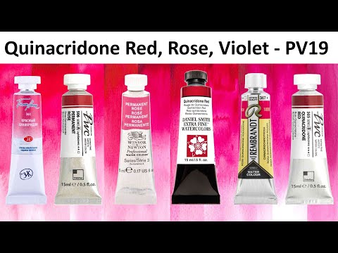 Видео: Хинакридон розовый PV19 — Daniel Smith, White Nights, Shinhan PWC, Winsor&Newton, Rembrandt, VanGogh
