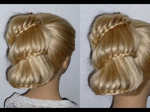 Видео: Причёска Оригинальный хвост с плетением косички на средние, длинные волосы