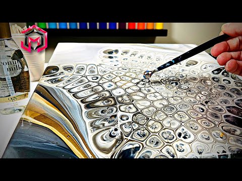 Видео: УСПЕХ!!! Акриловая заливка с использованием клеток-хамелеонов и флюидная арт-терапия