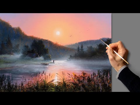 Видео: ❤️ Летний закат. Живопись акрилом. Рисования. Искусство. Картина. Хобби.