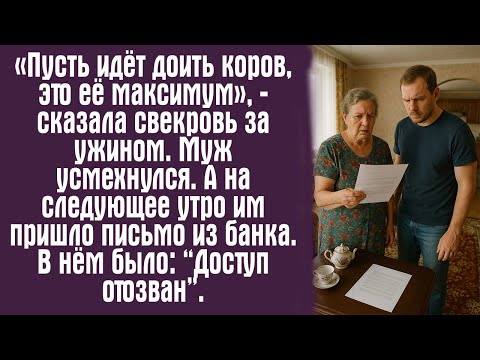 Видео: «Пусть идёт доить коров, это её максимум», — сказала свекровь за ужином. Муж усмехнулся. А на...