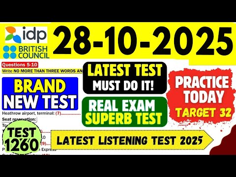 Видео: Практический тест IELTS Listening 2025 с ответами | 28.10.2025 | Номер теста: 1260