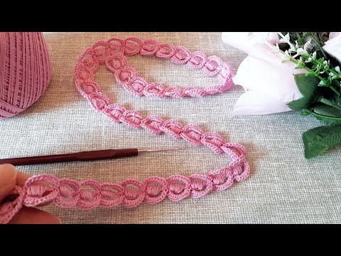 Видео: 💫Шнурок или тесьма "Колечки с жемчужинами" крючком. Вязать легко❗
