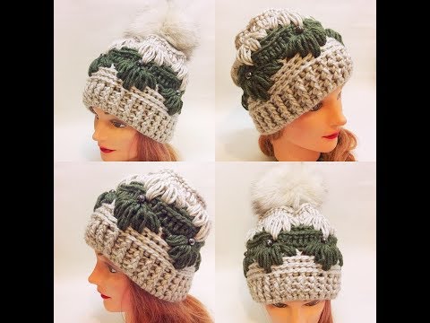 Видео: Шапка крючком на основе узора Гусиные лапки.crochet cap