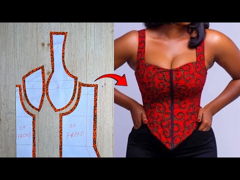 Видео: Как построить выкройку корсета с плечом, проймой и баской по линии талии | Видеоурок