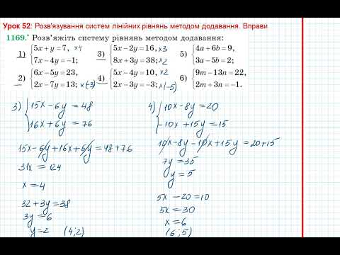 Видео: Урок 240: Метод додавання. Вправа 1169 за підручником Мерзляк 2020