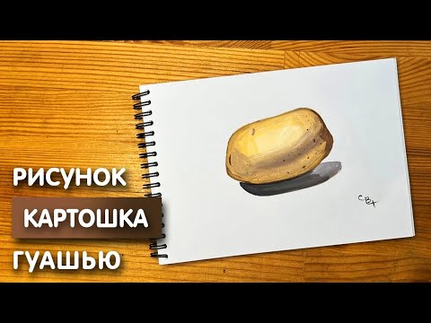 Видео: Как нарисовать картошку карандашом и гуашью для детей | Рисунок поэтапно для срисовки