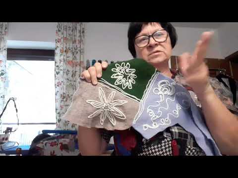 Видео: Декор на безрукавке с лодена,рисую нитью,пэчворк.