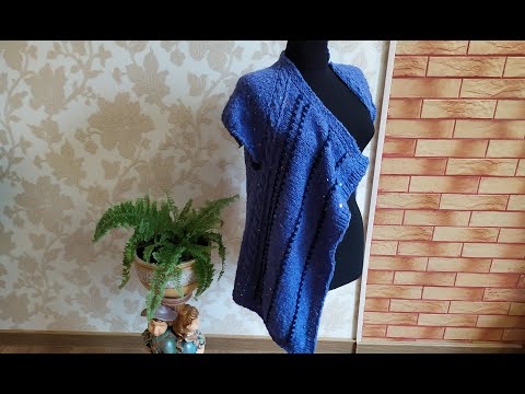 Видео: Кардиган спицами с ассиметричными полочками. Часть 3. Вяжем полочки.