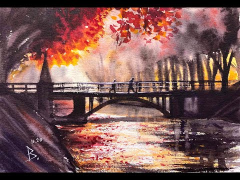 Видео: Осенняя атмосфера. Мост в парке