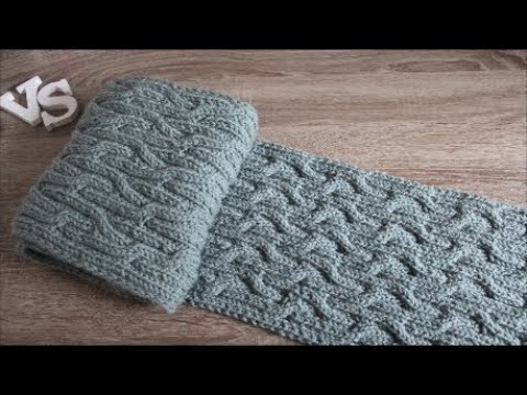 Видео: Шарф спицами. Двухсторонние косы.