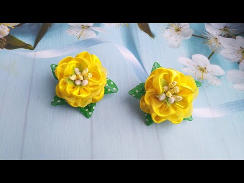 Видео: Весенние цветочки из ленты 4 см  / Beautiful Ribbon Bow / Bow tutorial / Kanzashi