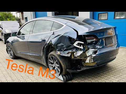 Видео: Tesla Model 3. The body repair. Ремонт кузова. Замена порта зарядки.