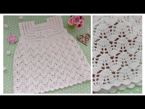 Видео: Детское вязаное платье на 0-3 месяцев/Baby dress crochet