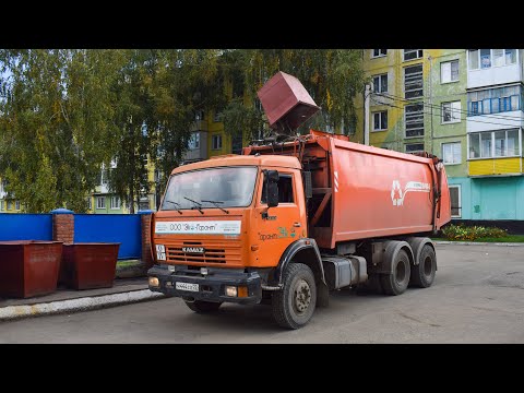 Видео: Мусоровоз КО-440-5 на шасси КамАЗ-65115-62 (Н 444 СХ 22)/Garbage truck KO-440-5 on the KAMAZ chassis