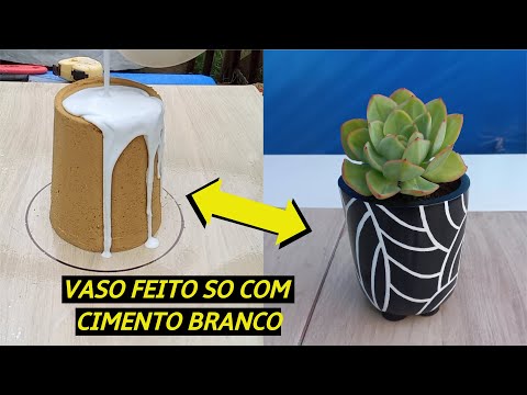 Видео: белая цементная ваза с эффектом гипса и фарфора